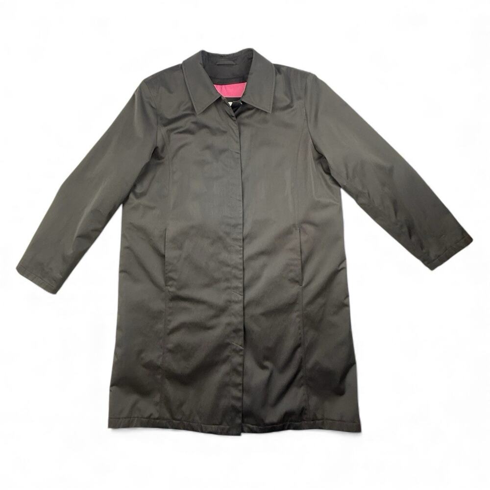 Worthington Women’s Black Trench Rain Coat Fleece Pink Zip Out Quilted Liner XL
